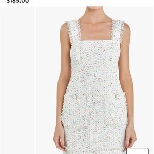 English Factory Sleeveless Bouclé Tweed Dress